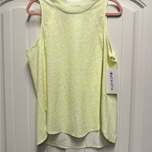 NWT Athleta Light Yellow Patterned Tank Top, Size Medium